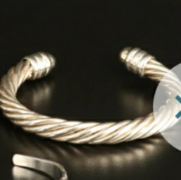Sterling Silver Bypass Twisted Cable Cuff Bracelet Bangle - Picture 2 of 5